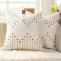 YCOLL Boho Throw Pillow Covers 24x24 Set of 2 Neutral Woven Decorative Pillowcases Cotton Tufted Couch Pillows Modern Farmhouse Accent Cushion Covers for Sofa Couch Bed Living Room Home Decor, Gray
