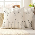YCOLL Boho Throw Pillow Covers 18x18 Set of 2 Neutral Woven Decorative Pillowcases Cotton Tufted Couch Pillows Modern Farmhouse Accent Cushion Covers for Sofa Couch Bed Living Room Home Decor, Gray