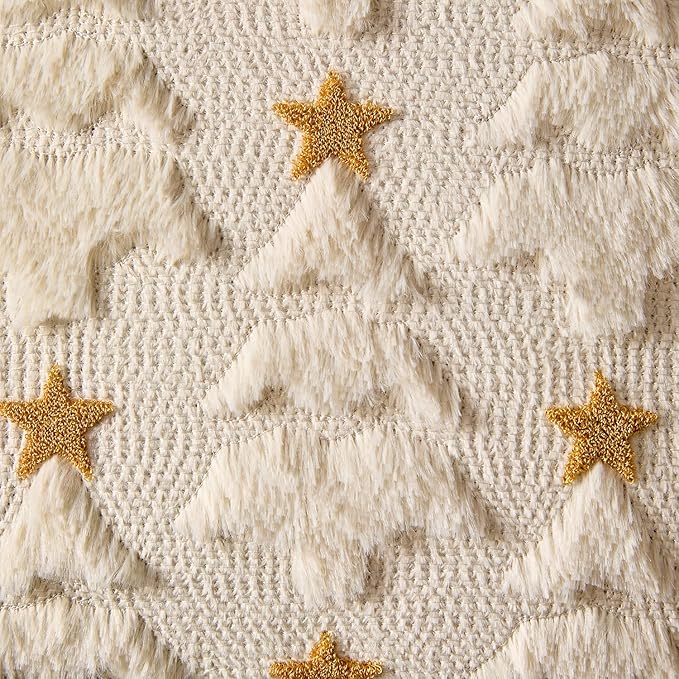 MIULEE Christmas Pillow Covers 18x18 Inch Set of 2, Beige Christmas Tree Plush Faux Fur Pillowcases Soft Decorative Throw Pillow Cases for Couch Sofa Living Room Winter Xmas Holiday Home Decor