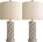 22" Dual Light Table Lamps Set of 2, Touch Lamp with 3-Level Dimming, Lamps for Bedroom with USB A+C Charging Ports, Farmhouse Lamps for Living Room and Night Stands