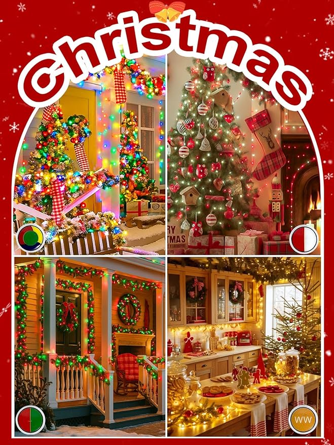 Smart LED Halloween String Lights with Remote & App 66FT 200LED, Waterproof RGB Dimmable Clear Wire Christmas Lights, Color Changing Christmas Tree Light Outdoor Indoor with Timer for Halloween Decor