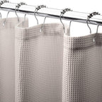 AmazerBath Waffle Shower Curtain Khaki, Stall Shower Curtain Tan, Hotel Quality Fabric Bathroom Shower Curtains, Heavy Duty 240GSM, 36 x 72 Inches