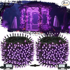 Connectable Purple Halloween Lights, 2pack 164ft 400Led 13 Modes String Lights Plug in, Twinkle Light with Timer Indoor/Outdoor for Tree Party Halloween Decorations