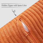MIULEE Orange Fall Decorative Throw Pillow Covers for Couch Bed Livingroom 20x20 Inch Set of 2 Boho Accent Throw Pllows Broadside Striped Patchwork Soft Corduroy Pillowcases