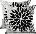 DFXSZ Black Grey Flower Pillow Covers 16x16 Inch Set of 2 White Gray Colored Throw Pillows Outdoor Waterproof Decor for Living Room Sofa Patio Funiture Garden Floral Polyester Pillow Covers 002I16