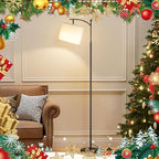 60" Floor Lamps with Remote Control & Bulb, Colors Temperature & Brightness Adjustable, White Shade & Black Pole