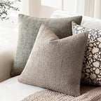 Foindtower Set of 2, Decorative Textured Boucle Throw Pillow Covers Accent Solid Pillow Cases Neutral Soft Cozy Couch Cushion Case for Chair Sofa Bedroom Living Room Home Decor 26x26 Inch Light Taupe