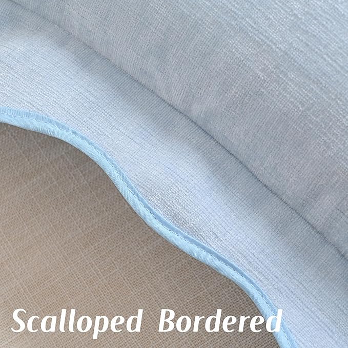 HAUSSY Scalloped Pillow Covers 20x20 Set of 2,Decorative Throw Pillows Cute Aesthetic Preppy Cushion Covers for Couch Bed Living Room,Light Blue