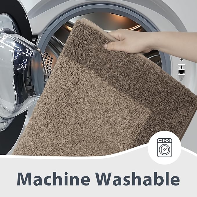 Bathroom Rugs 20" x 30", Non-Slip Extra Soft Absorbent Bath Rugs, Machine Washable Quick Dry Bath Mats for Bathroom Floor, Shower, Bathtub and Sink, Grayish Brown & Coffee