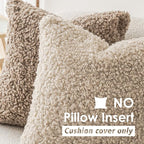 Foindtower 2 Pieces Faux Fur Throw Pillow Cover Decorative Sherpa Pillow Fuzzy Accent Pillowcases Soft Sheepskin Fleece Cushion Case for Bed Couch Living Room 26x26 Inch Oatmeal