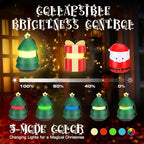 EverBrite Christmas Lantern Set, Holiday Decorations & Gifts for Women and Men, 5 Light Modes AAA Batteries Included, Indoor & Outdoor Use, 3-Pack Santa Claus + Christmas Tree + Gift Box (1 Each)
