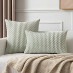 Kevin Textile 2 Packs Light Green 26x26 Pillow Covers Spring Euro Pillow Covers with Stripe Pattern Big Throw Pillow Covers for Couch Bedroom 66x66 cm