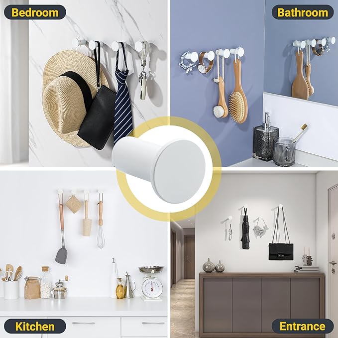 SAYAYO White Hooks for Hanging, Heavy Duty Towel Hooks for Bathrooms, Modern Coat Hook SUS 304 Stainless Steel Robe Hook 4 Pcs