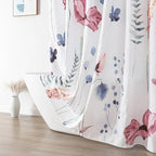 QiyI Spring Floral Shower Curtain, Watercolor Wildflowers Minimalist Bath Set, 3D Embossed Butterflies Botanical Flower Bathroom, Waterproof Fabric With Hooks, 72x72