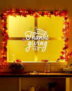 VCOKEN 11FT Fall Garland With Lights - 50 Bulbs Connectable Maple Leaves With Pumpkin, Plug-in Decor for Outdoor Indoor Halloween Thanksgiving Holidays