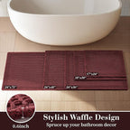 RESARE Waffle Bathroom Runner Rugs, Super Absorbent Bath Mat Non Slip Washable Quick Dry, Upgraded Ultra Soft Boho Bath Rugs with Tassels for Hallway Bedroom Laundry Room, 2'x6'(24"x72"), Dark Red