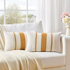 Fancy Homi Set of 1 Mustard Yellow Fall Lumbar Decorative Throw Pillow Cover 12x20 Inch for Couch Bed Sofa, Autumn Halloween Thanksgiving Home Decor, Soft Cotton Cushion Case, Women Teen Girls Gift