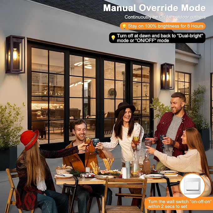 15" Motion Sensor Outdoor Lights, 2 Pack Large Bronze Outdoor Light Fixture, 3 Lighting Modes Waterproof Anti-Rust Wall Sconces, Exterior Lighting Fixtures for Front Door, Porch, Garage