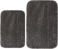 Acsploer Microfiber Bathroom Rugs and Mats Sets 2 Piece,Non-Slip Bath Rugs, Machine Washable Absorbent Bath Mats for Bathroom Floor, Shower (Brown, 16''x24'' Plus 20''x32'')