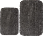 Acsploer Microfiber Bathroom Rugs and Mats Sets 2 Piece,Non-Slip Bath Rugs, Machine Washable Absorbent Bath Mats for Bathroom Floor, Shower (Brown, 16''x24'' Plus 20''x32'')