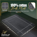 Pearl Linens Pack of 6 Washable Cotton Bath Mat 20X30– Soft & Absorbent, Quick-Dry Bathroom Mat Set – Not Bathroom Rugs – After Shower Mat, Terry Bath Tub Mat, 687 GSM Grey