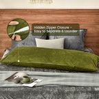 PHF Super Soft Velvet Zippered Body Pillowcase, No Insert, 1 Pack Luxury Cozy Warm Pillow Sham Cover with Zipper, 20"X 54" Long Cozy Fuzzy Flannel, Olive Green