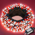 Christmas Lights Outdoor, 66FT 200 LED Christmas String Lights with 8 Modes Waterproof, Connectable Green Wire Twinkle Light for Indoor Patio Garden Xmas Party Holiday Decorations, Red White