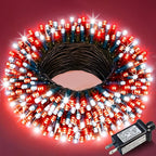 Christmas Lights Outdoor, 66FT 200 LED Christmas String Lights with 8 Modes Waterproof, Connectable Green Wire Twinkle Light for Indoor Patio Garden Xmas Party Holiday Decorations, Red White