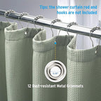 AmazerBath Sage Green Shower Curtain Fabric, Waffle Shower Curtain Cloth, Heavy Duty 240GSM, Hotel Quality Bathroom Shower Curtains, 72 x 72 Inches