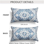 Snycler Boho Throw Pillow Covers 12x20 inch Set of 2 Blue Boho Rug Carpet Double Sided Pattern Cotton Soft Pillow Case Cushion Cover Pillowcase for Couch Sofa Bed Decorative