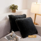 XeGe Cozy Faux Fur Throw Pillow Covers, Zippered Fluffy Cushion Covers, Shaggy Fuzzy Decorative Pillow Covers, Plush Furry Pillowcases Pack of 2 for Sofa Couch Home Decor (18''x18'', Dark Gray)