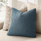 Foindtower Pack of 2 Textured Boucle Throw Pillow Covers Accent Solid Pillow Cases Cozy Soft Decorative Couch Cushion Case for Chair Sofa Bedroom Living Room Home Decor 18x18 Inch Misty Blue
