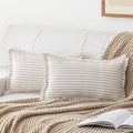 Throw Pillow Covers 12x20 Set of 2 Striped Fringe Pillow Cover Farmhouse Cushion Covers with Tassel Neutral Boho Pillows Decorative Square Pillowcase for Couch Sofa Bed, Khaki