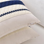 Fancy Homi Set of 1 Navy Blue Lumbar Decorative Throw Pillow Covers 14x24 Inch for Couch Bed Sofa Living Room, Aesthetic Modern Organic Farmhouse Home Decor, Soft Cotton Woven Textured Cushion Case