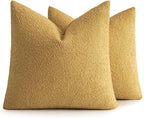MIULEE 20x20 Inch Decorative Pillow Covers for Couch Bed Set of 2 Textured Boucle Neutral Winter Throw Pillows Gold Accent Solid Cushion Pillowcases Sofa Livingroom Home Decor