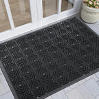 Yimobra Door Mat, Outdoor Indoor Entrance Welcome Mat, Heavy Entry Front Door Mat, Stain & Fade Resistant, Low Profile, Sturdy Rubber, Easy Clean Patio Floor Mat, Waterproof, 47 x 32, Black