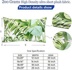 Decorative Throw Pillow Covers Set of 2 Green Leaves of Tropical Pillow Covers 12x20 inch Super Soft Short Plush Square Throw Pillows,Farmhouse Outdoor Pillow Covers for Couch Living Room