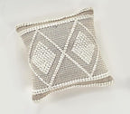 GRUHUM Throw Pillow Covers 18 x18 -Set of 2 Boho Pillow Cases Rustic Vintage Decorative Handwoven Sofa Couch Cover- Bedroom Farmhouse Living Room Bed Car Decor Modern Linen White Square 18X18 Inches
