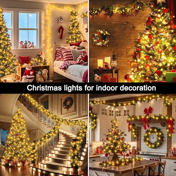 echosari 400 LED Christmas String Lights, Extra Long 66Ft Outdoor String Lights End-to-end Plug in with Remote Timer for Garden Patio Christmas Tree Decor (Warm White)