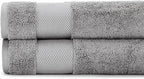 BIOWEAVES 100% Organic Cotton 700 GSM Plush Bath Towels 30" x 58" GOTS Certified - Light Grey, Pack of 2