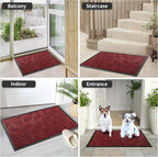 Yimobra Outdoor Mats for Front Door, Stops Mud & Dirt at Entrance, Fits Garage & Patio, All-Weather Waterproof Non Slip Outdoor Indoor Welcome Mat, 29.5x17 Black Red