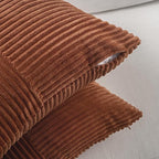 Fancy Homi 2 Packs Rust Samll Decorative Throw Pillow Covers 12x12 Inch with for Living Room Couch Bed, Farmhouse Boho Home Decor, Soft Corss Patchwork Corduroy Square Terracotta Cushion Case 30x30 cm