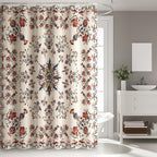 Boho Shower Curtain Floral Pattern Fabric Curtain for Bathroom Plant Theme Religion Floral Shower Curtain Sets Waterproof Decor 60x72Inch