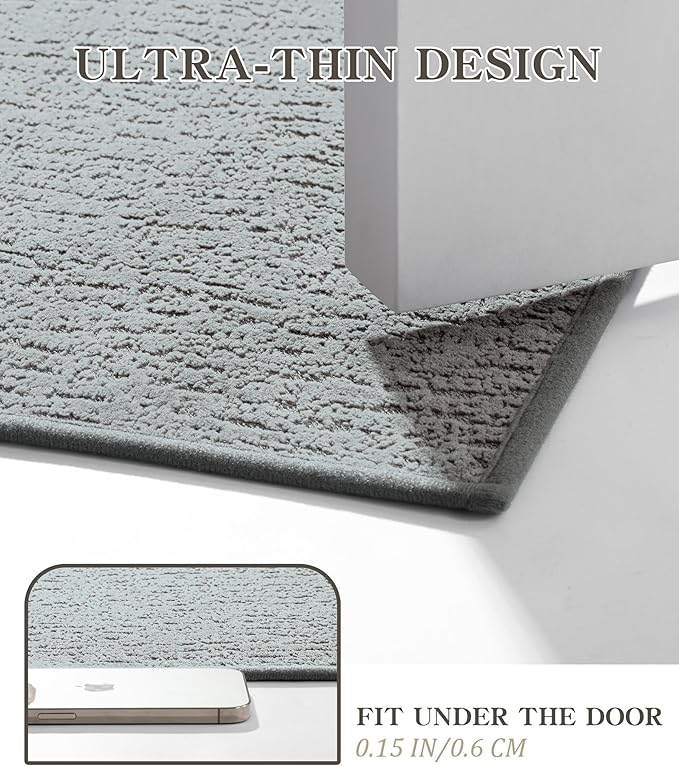 chakme Bathroom Rugs Mat U-Shaped 24x17, Ultra Thin Non Slip Bath Mat Small Quick Dry Absorbent Bath Mat for Bathroom Floor, (Light Grey, U-24"x17")
