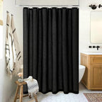 90 Inch Shower Curtain Linen Neutral Extra Long Shower Curtain for Bathroom Bath Drapes Modern Boho Shabby Chic Country Rustic Cloth Drapes Bathroom Decor Black 72x90