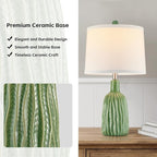 GRUENLICH Ceramic Table Lamp Set of 2 for Nightstand, 22.5" Modern Green Bedside Lamp with 3 Adjustable Color Temperature, Bedroom Lamp for Living Room Desk End Table Office (2 LED Bulbs Included)