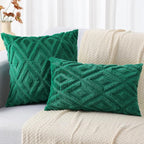 decorUhome Christmas Couch Throw Pillow Covers 18x18 Set of 2, Decorative Soft Plush Faux Wool Neutral Accent Pillow Covers for Bed Sofa Living Room, Green