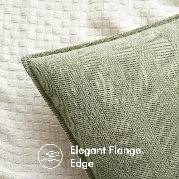 MIULEE Pack of 2 Sage Green Decorative Pillow Covers 22x22 Inch Soft Chenille Luxurious Couch Throw Pillows Farmhouse Cushion Covers Euro Shams with Elegant Design for Sofa Bed Living Room Home Decor