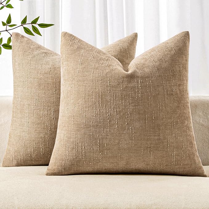 MIULEE Pack of 2 Decorative Throw Pillow Covers Soft Chenille Throw Pillows Solid Textured Cushion Covers for Couch Sofa Bedroom Living Room 20x20 Inch,Starfish