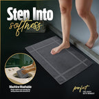 Pearl Linens Pack of 6 Washable Cotton Bath Mat 18x25 - Soft & Absorbent Quick Dry Bathroom Mat Set, Not Bathroom Rugs After Shower Mat, Terry Bath Tub Mat, 687 GSM Dark Grey